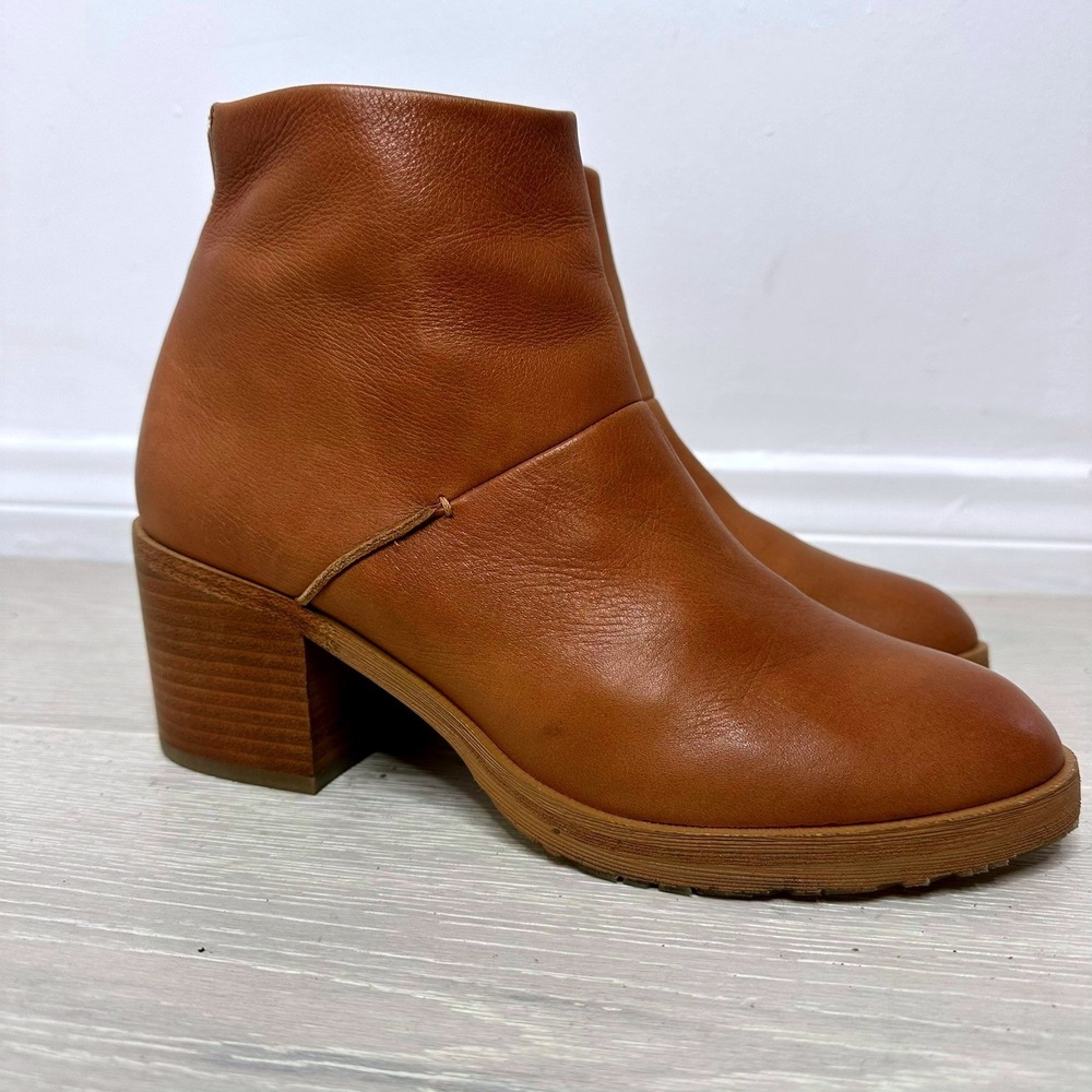 Gentle‎ Souls Blakely Ankle Boots Womens 8.5 Brown Leather Block Heel Zipper